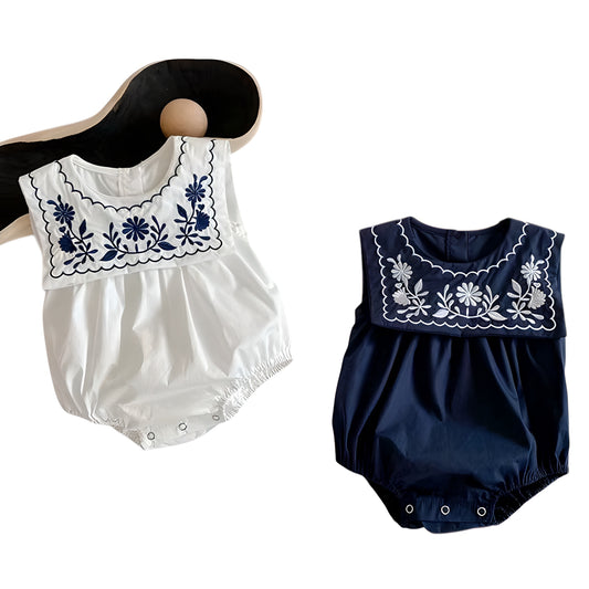 Baby Girl Summer Charm Embroidered Cotton Newborn Romper