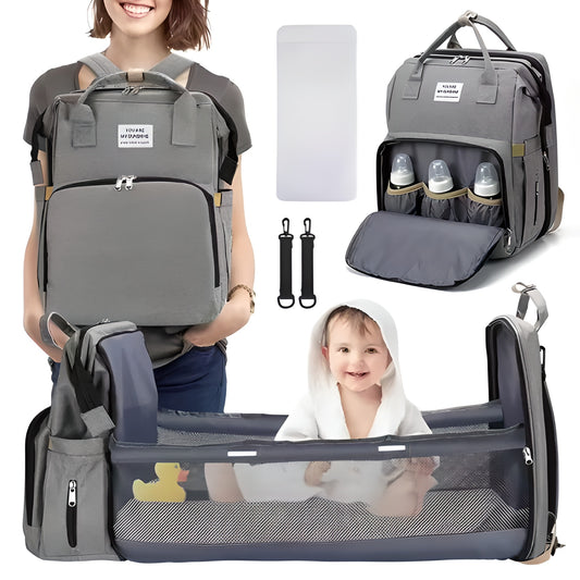 Diaper Bag with Folding Baby Bed
