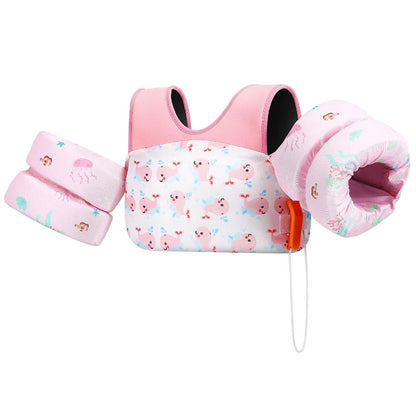 Kids Life Vest with Arm Floats and Whistle Foam Swim Jacket