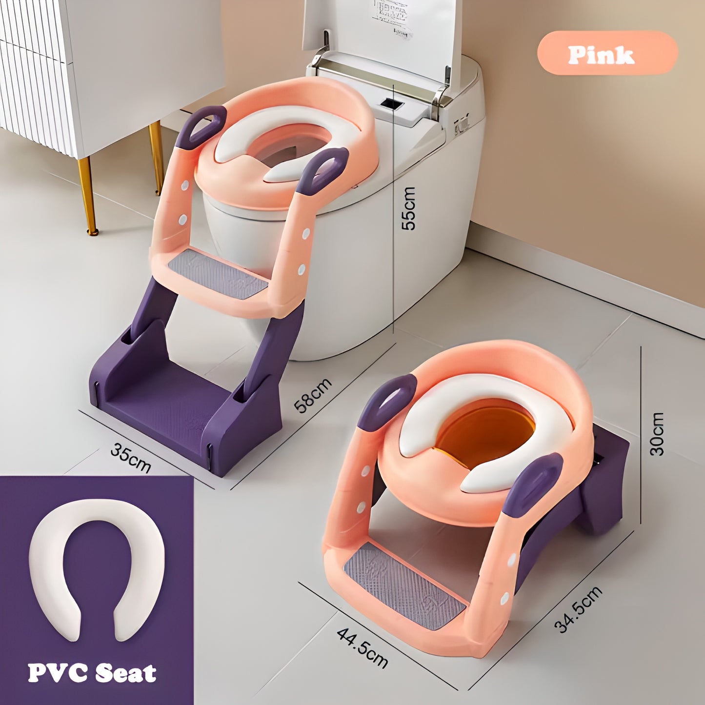 Foldable Kids Potty Training Seat Step Stool Portable