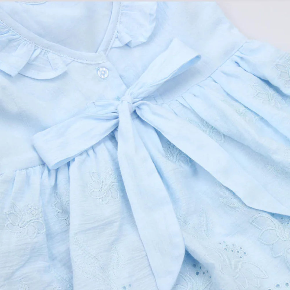 Girl Floral Princess Elegant Blue Dress