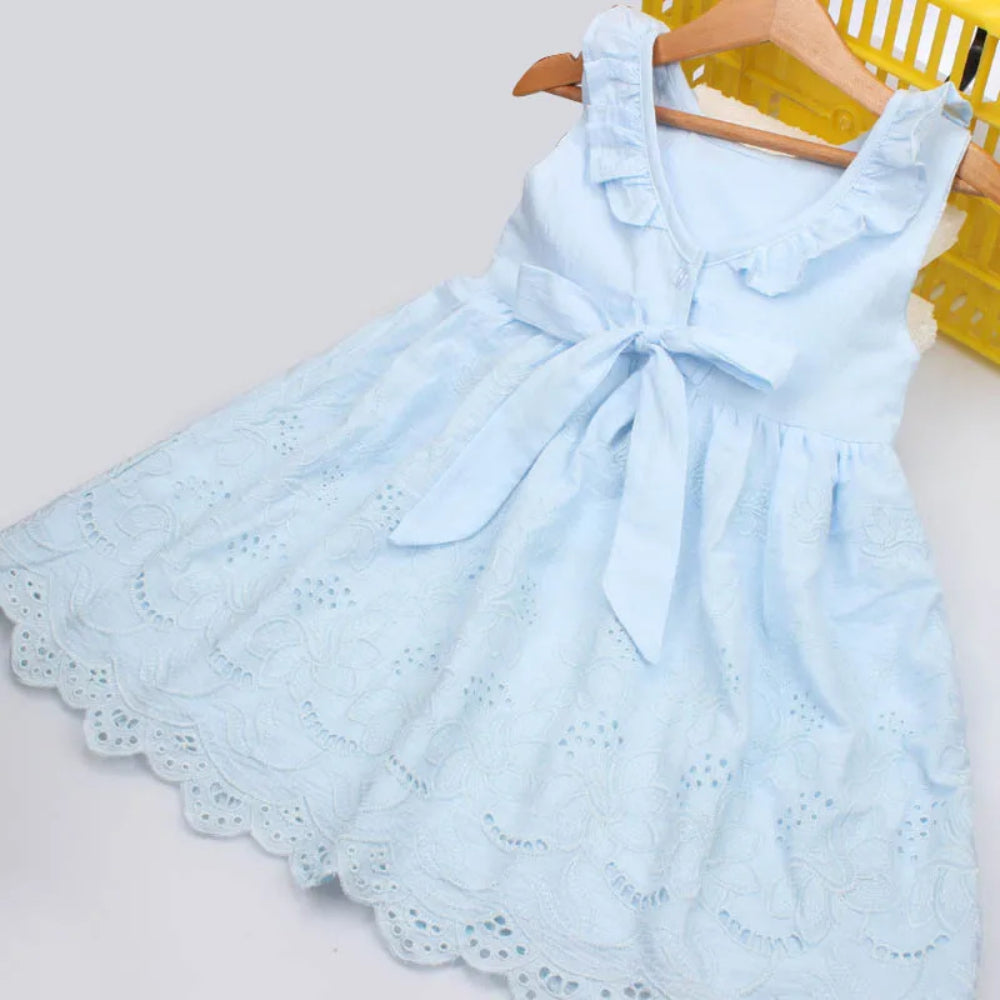 Girl Floral Princess Elegant Blue Dress