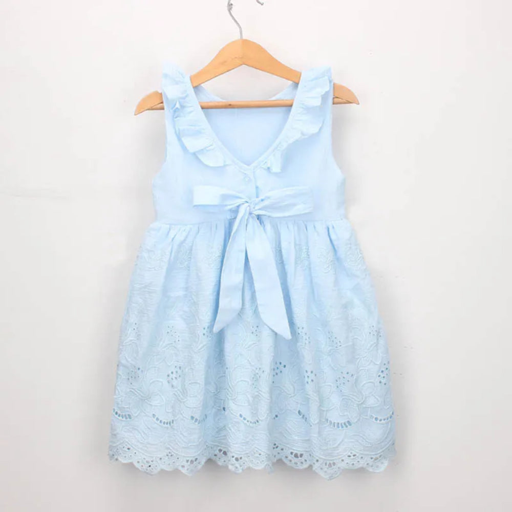 Girl Floral Princess Elegant Blue Dress