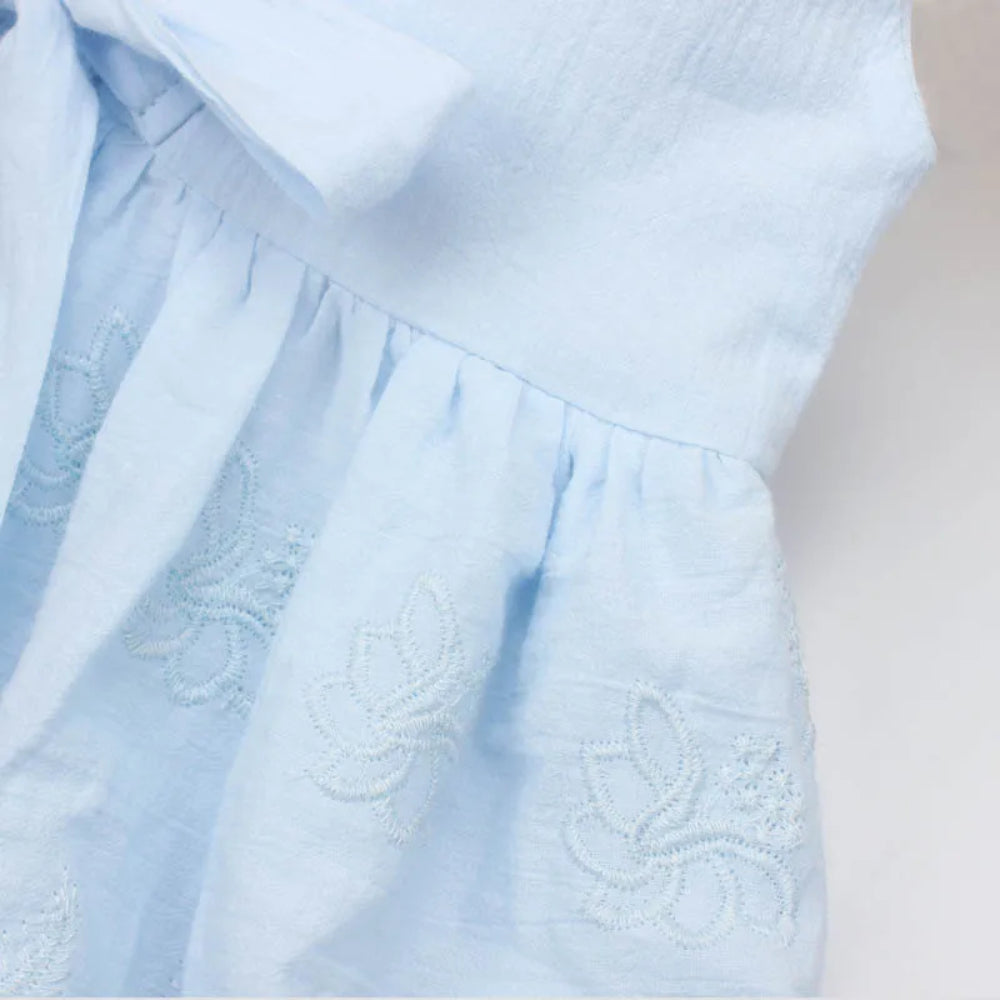 Girl Floral Princess Elegant Blue Dress