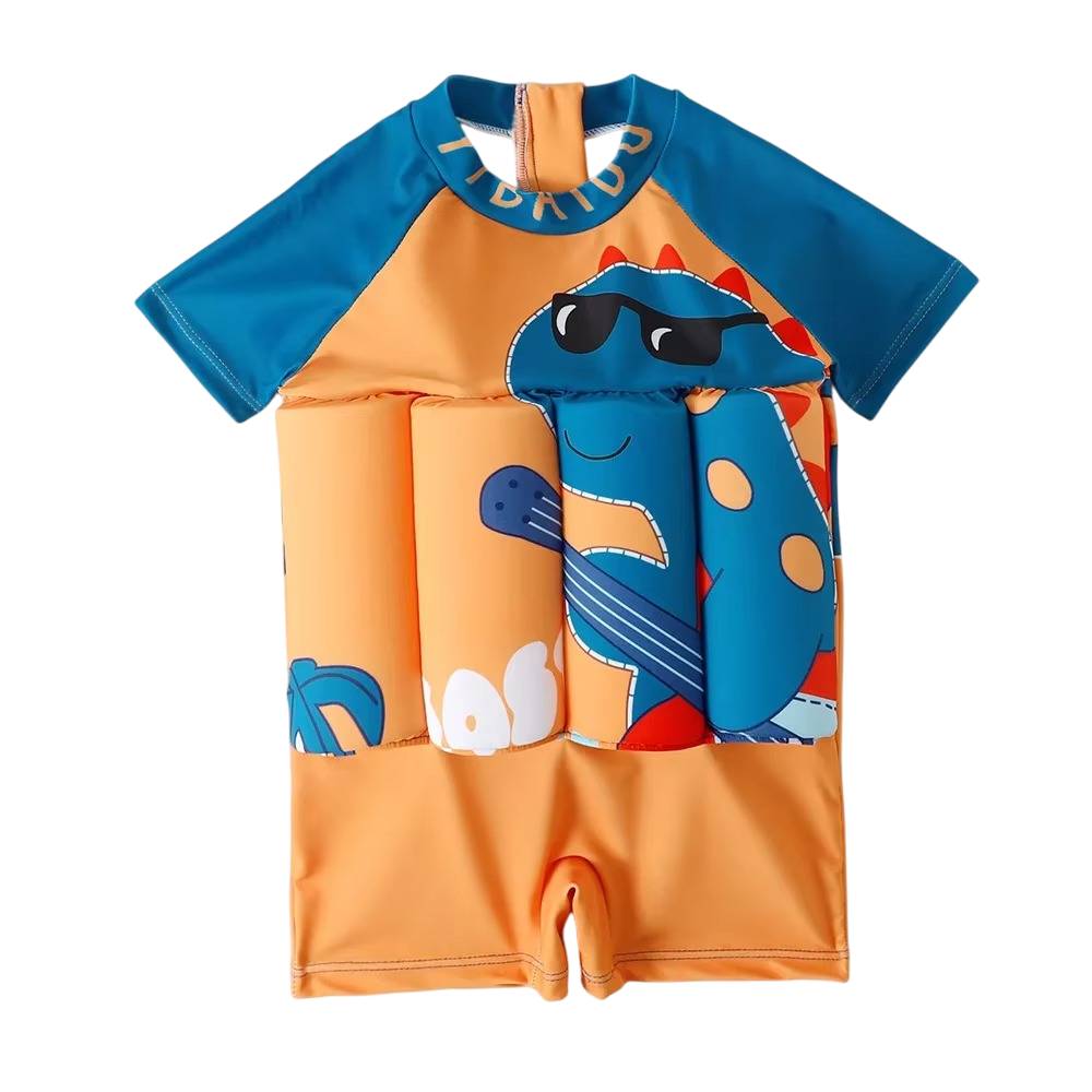 Kids Dinosaur Flotation Swimsuit with Short Sleeves for Boys and Girls