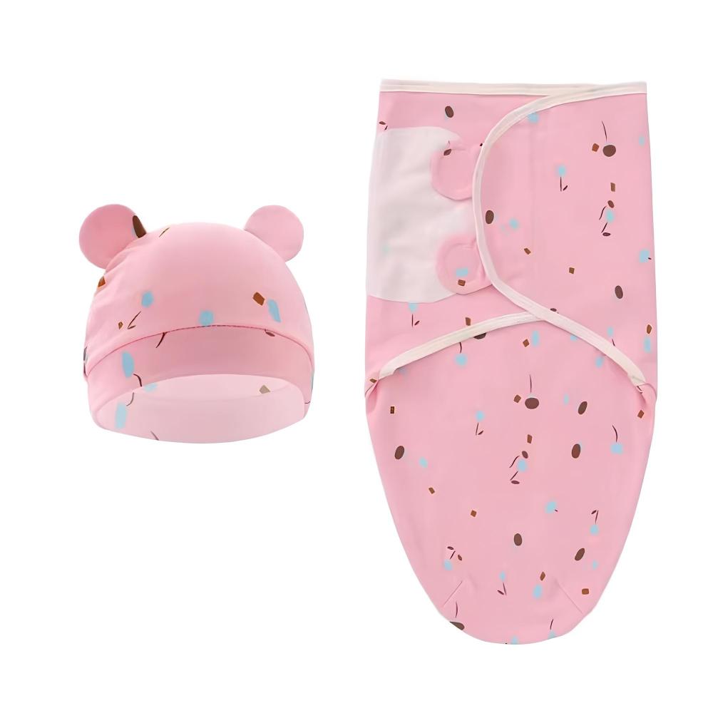 Newborn Swaddle and Hat Set Soft Cotton 0–3 Months