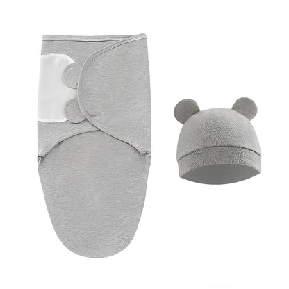 Newborn Swaddle and Hat Set Soft Cotton 0–3 Months