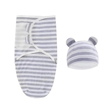 Newborn Swaddle and Hat Set Soft Cotton 0–3 Months