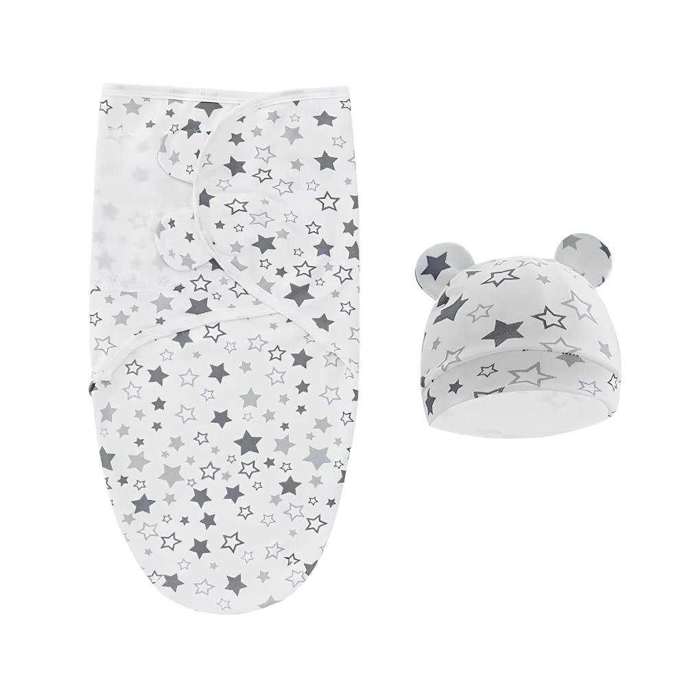Newborn Swaddle and Hat Set Soft Cotton 0–3 Months
