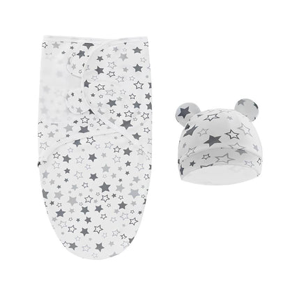 Newborn Swaddle and Hat Set Soft Cotton 0–3 Months