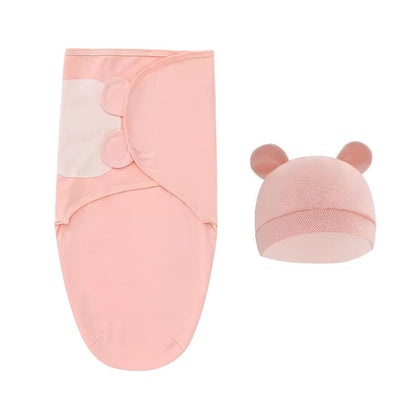 Newborn Swaddle and Hat Set Soft Cotton 0–3 Months
