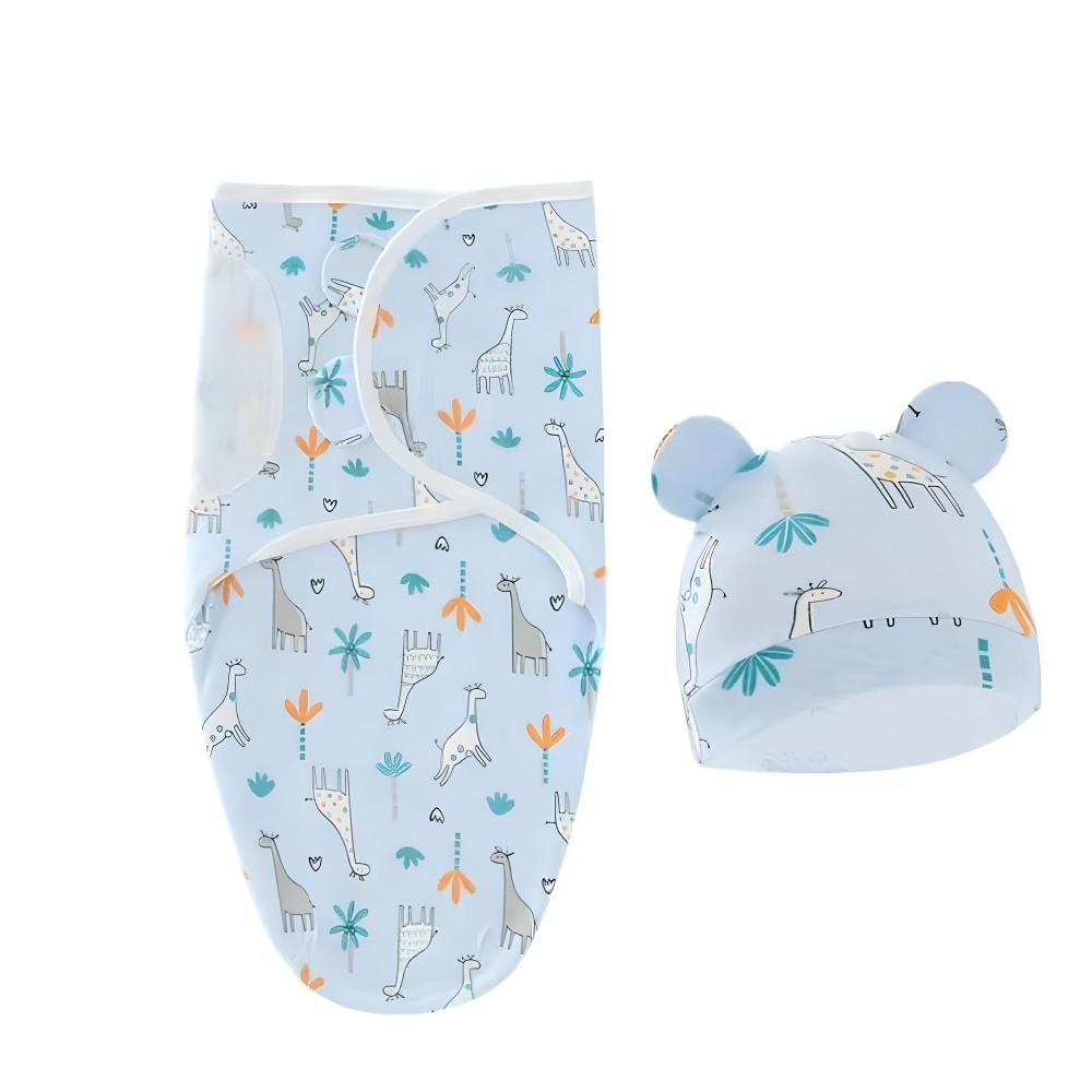 Newborn Swaddle and Hat Set Soft Cotton 0–3 Months