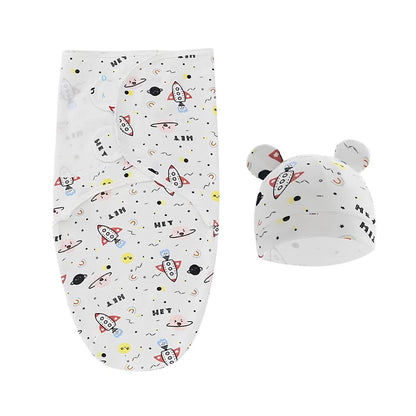 Newborn Swaddle and Hat Set Soft Cotton 0–3 Months