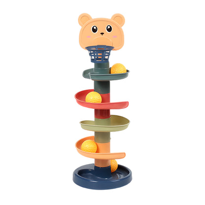 Rolling Ball Puzzle Montessori Sliding Track Tower Toy- 7 Layers