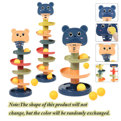 Rolling Ball Puzzle Montessori Sliding Track Tower Toy- 7 Layers
