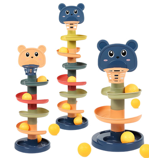 Rolling Ball Puzzle Montessori Sliding Track Tower Toy- 7 Layers
