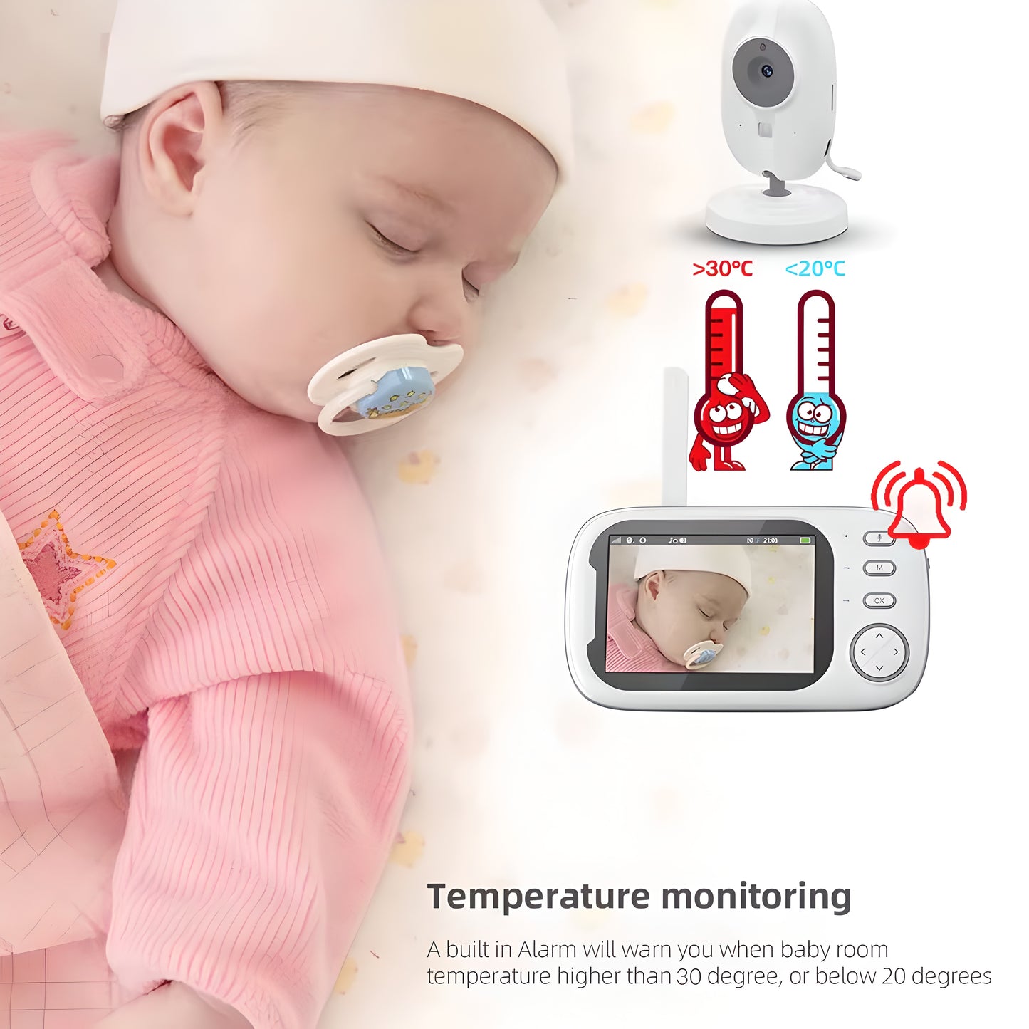 Video Camera Baby Monitor Night Vision Temperature Monitoring